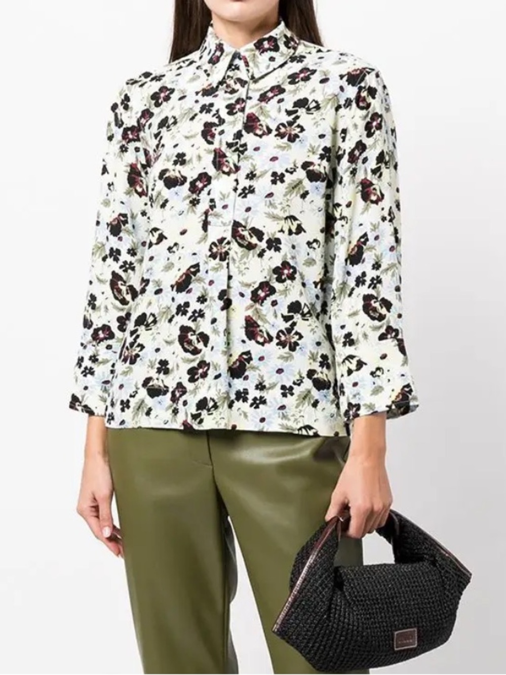 GANNI Floral Blouse Button Up Shirt Long Sleeve EU 36 US 4 Cottagecore